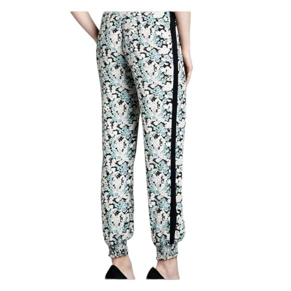 PJK Patterson J Kincaid Floral Print Jogger Track Pants Black Ivory Flowy Knit S - Picture 3 of 9